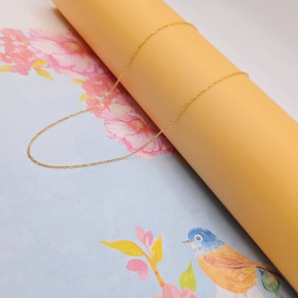 Dainty Rose Gold Twisted Rope Chain Necklace, 24 Inch, Gold Plated, XPNL0108 - Picture 5 of 12